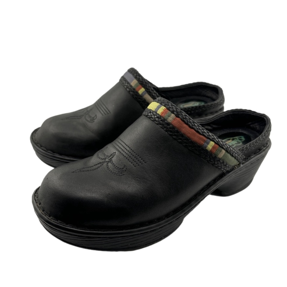 Women's Durango Black Leather Mules & Clogs Size 8 with Multi-color Trim